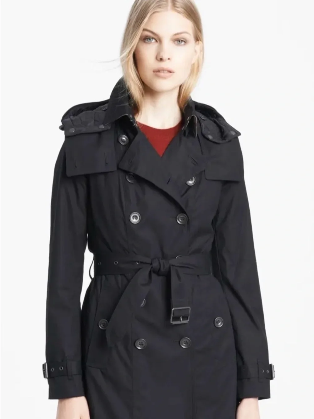 Burberry Brit Reymoore Black Double Breasted Trench Coat & Packable Insert - Picture 2 of 13